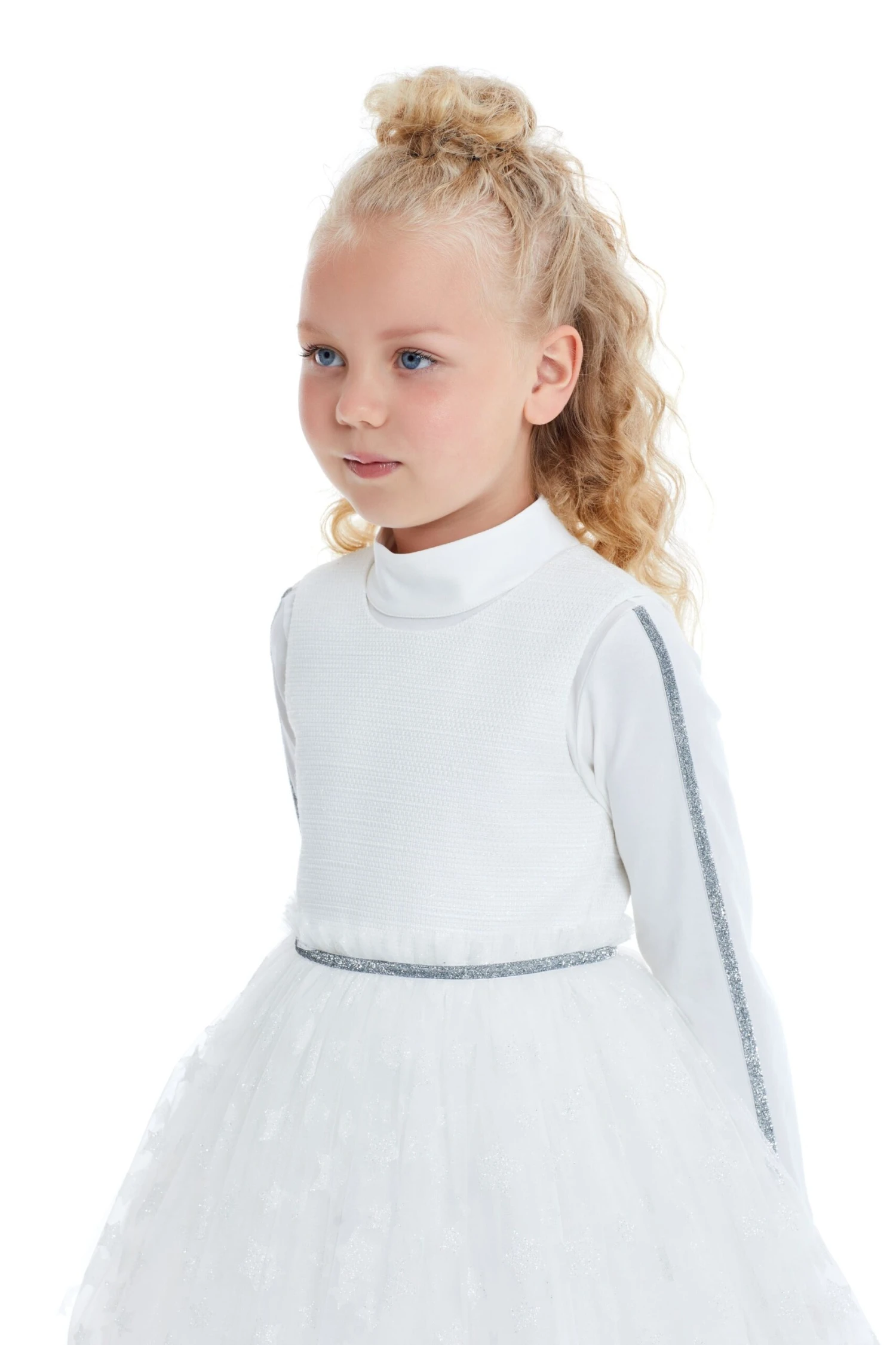 White Girls Outfit Set With Sleeveless Dress And Long-sleeved Shirt(2 Piece Girls Set With Sleeveless Dress And Long Sleeved Shirt) 4 White Girls Outfit Set With Sleeveless Dress And Long-sleeved Shirt(2 Piece Girls Set With Sleeveless Dress And Long Sleeved Shirt) - Image 4