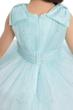 Aqua Blue Infant Tutu Dress With Bow Shoulders For Special Occasions(Aqua Blue Toddler Dress With Bow Shoulders For Special Occasions) -Mia Bambina Store mia bambina boutique Aqua Blue Toddler Dress with Bow Shoulders 3