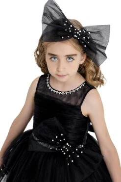 Black Tulle Dress For Girl With An Oversized Bow(Black Tulle Dress For Girl With An Oversized Bow) -Mia Bambina Store mia bambina boutique Black Tulle Dress for Girl with Oversized Bow 3