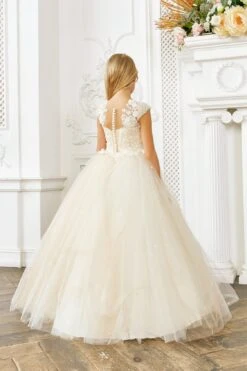 Blush Princess Dress For Girls With Pearls(Blush Princess Dress For Girls With Pearls) -Mia Bambina Store mia bambina boutique Blush Princess Dress for girls with pearls 2