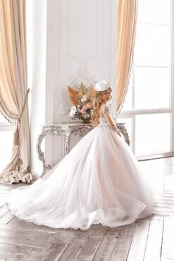 Floral Junior Bridesmaid Dress With Fitted Sleeves(Floral Junior Bridesmaid Dress With Fitted Sleeves) 5 Floral Junior Bridesmaid Dress With Fitted Sleeves(Floral Junior Bridesmaid Dress With Fitted Sleeves) -Mia Bambina Store mia bambina boutique Floral Junior Bridesmaid Dress with Fitted Sleeves 2