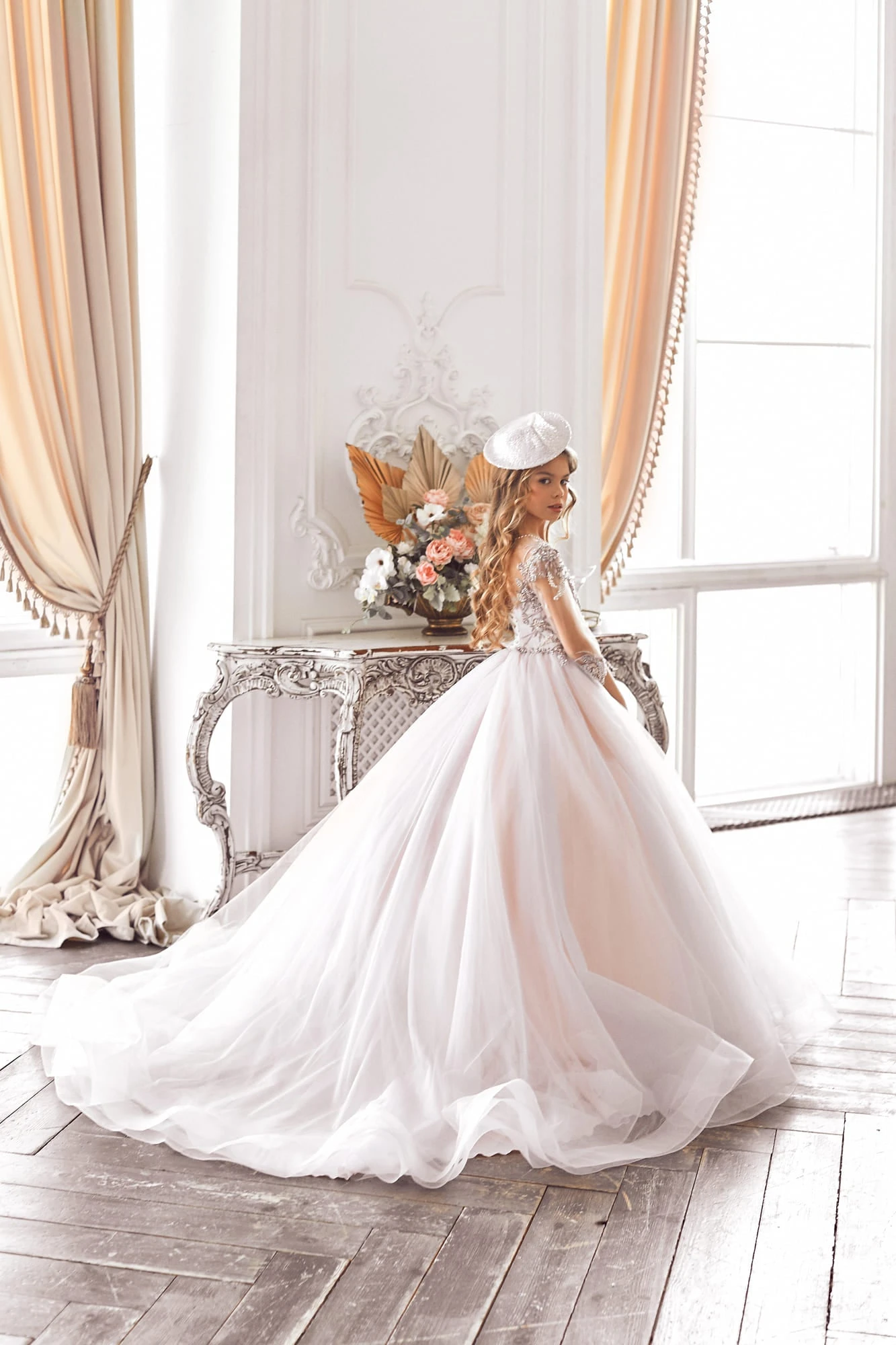 Floral Junior Bridesmaid Dress With Fitted Sleeves(Floral Junior Bridesmaid Dress With Fitted Sleeves) 3 Floral Junior Bridesmaid Dress With Fitted Sleeves(Floral Junior Bridesmaid Dress With Fitted Sleeves) - Image 3