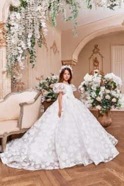 Floral Junior Bridesmaids Dress With Open Back(Floral Junior Bridesmaids Dress With Open Back)