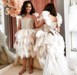 Pearl White Tulle Dress For Teenage Girls With Detachable Train(Pearl White Tulle Dress For Teenage Girls With Detachable Train) 14 Pearl White Tulle Dress For Teenage Girls With Detachable Train(Pearl White Tulle Dress For Teenage Girls With Detachable Train) -Mia Bambina Store mia bambina boutique Gold Tulle Dress for Teenage Girls with Detachable Train 1 1