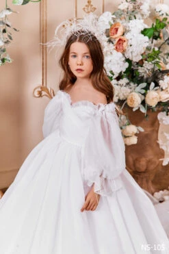 Luxury White Organza Flower Girl Dress(Luxury White Organza Flower Girl Dress)
