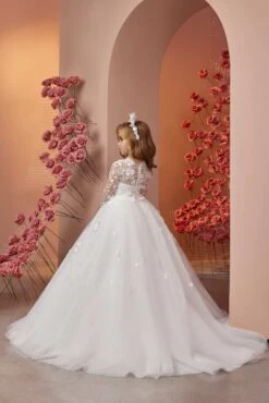 Melania Communion Dress With Long Sleeves(Melania Communion Dress With Long Sleeves) 5 Melania Communion Dress With Long Sleeves(Melania Communion Dress With Long Sleeves) -Mia Bambina Store mia bambina boutique Melania Communion Dress with Long sleeves 2