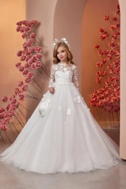 Melania Communion Dress With Long Sleeves(Melania Communion Dress With Long Sleeves)