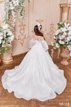 Organza First Communion Dress With Illusion Neckline(Organza First Communion Dress With Illusion Neckline) 5 Organza First Communion Dress With Illusion Neckline(Organza First Communion Dress With Illusion Neckline) -Mia Bambina Store mia bambina boutique Organza First Communion Dress with Illusion Neckline 2