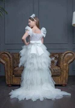 Pearl White Tulle Dress For Teenage Girls With Detachable Train(Pearl White Tulle Dress For Teenage Girls With Detachable Train) 10 Pearl White Tulle Dress For Teenage Girls With Detachable Train(Pearl White Tulle Dress For Teenage Girls With Detachable Train) -Mia Bambina Store mia bambina boutique Pearl White Tulle Dress for Teenage Girls with Detachable Train 2 1