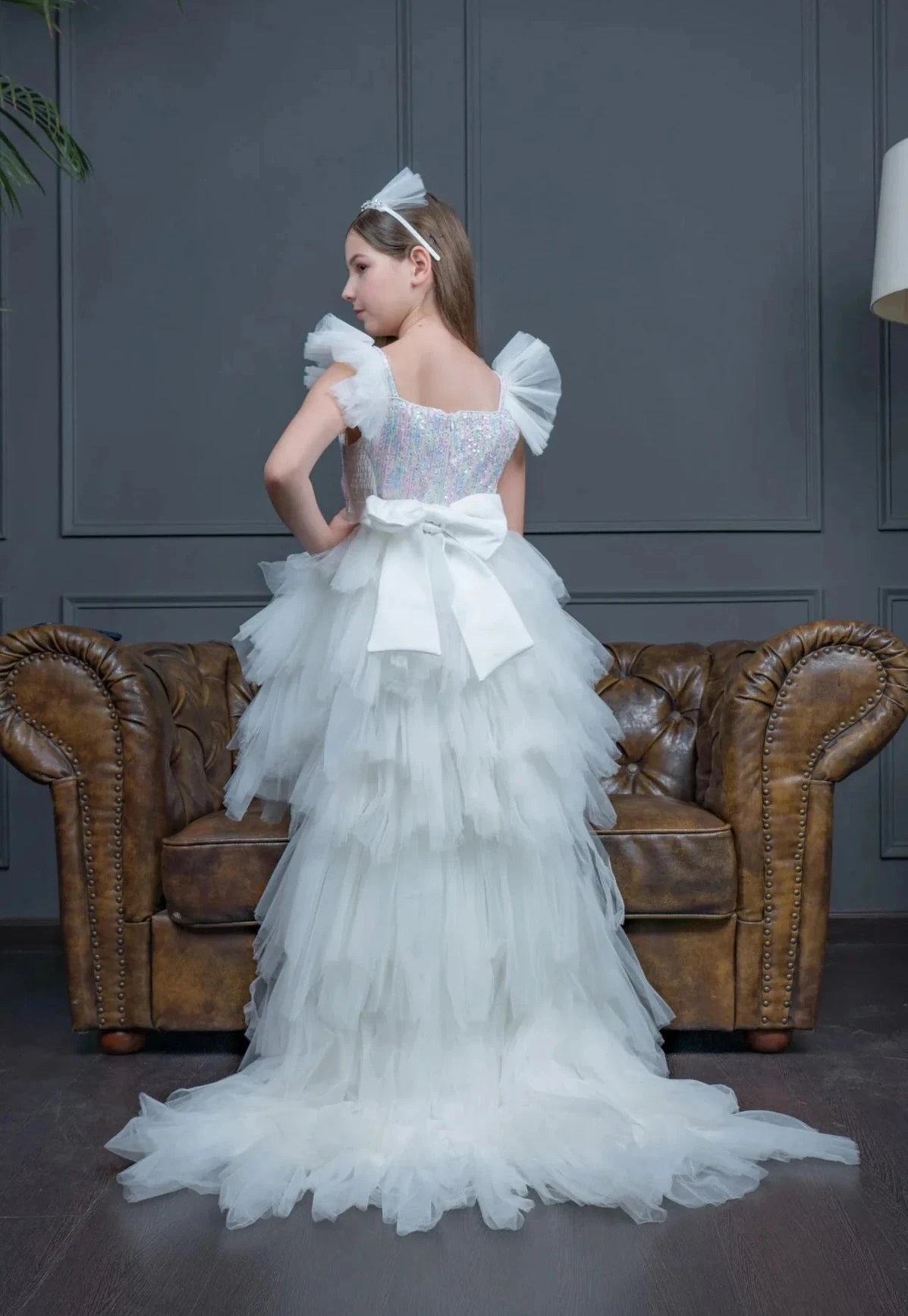 Pearl White Tulle Dress For Teenage Girls With Detachable Train(Pearl White Tulle Dress For Teenage Girls With Detachable Train) 3 Pearl White Tulle Dress For Teenage Girls With Detachable Train(Pearl White Tulle Dress For Teenage Girls With Detachable Train) - Image 3