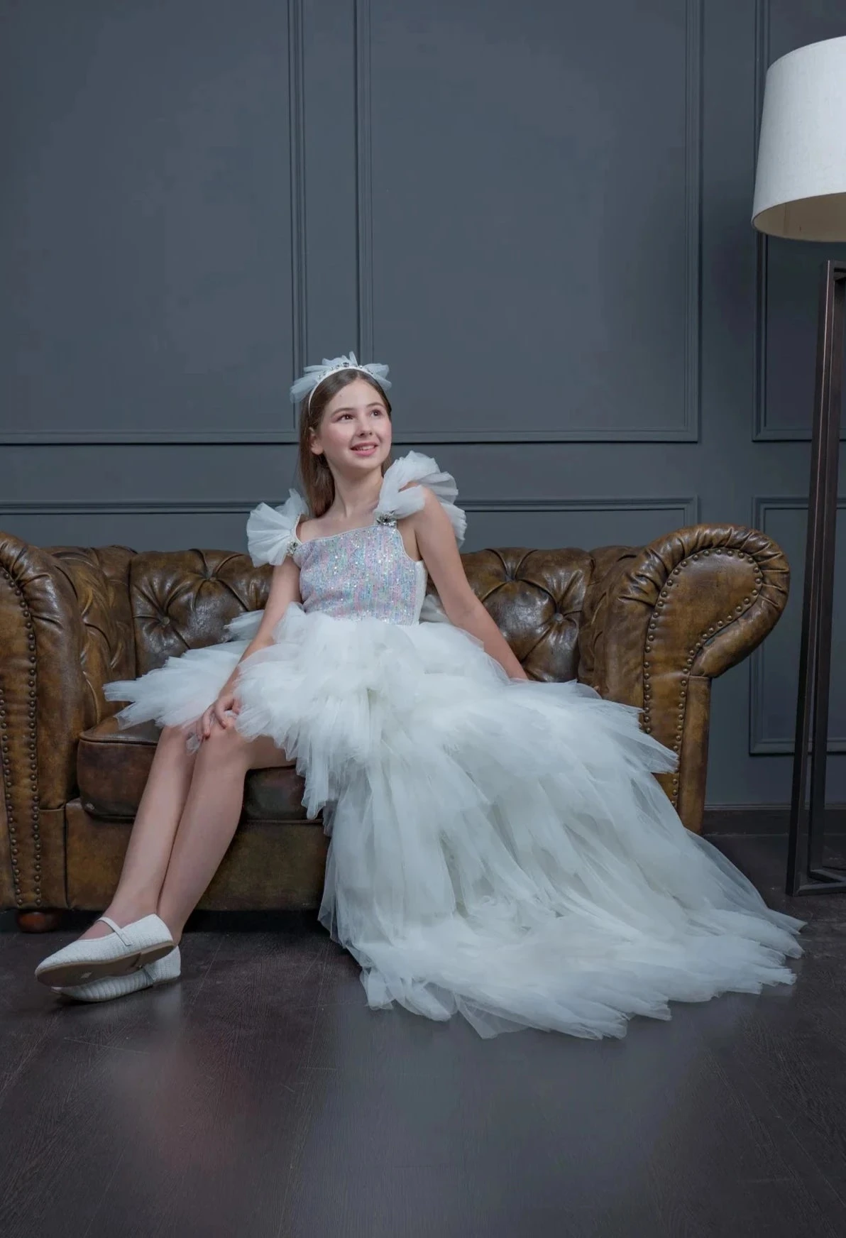 Pearl White Tulle Dress For Teenage Girls With Detachable Train(Pearl White Tulle Dress For Teenage Girls With Detachable Train) 4 Pearl White Tulle Dress For Teenage Girls With Detachable Train(Pearl White Tulle Dress For Teenage Girls With Detachable Train) - Image 4