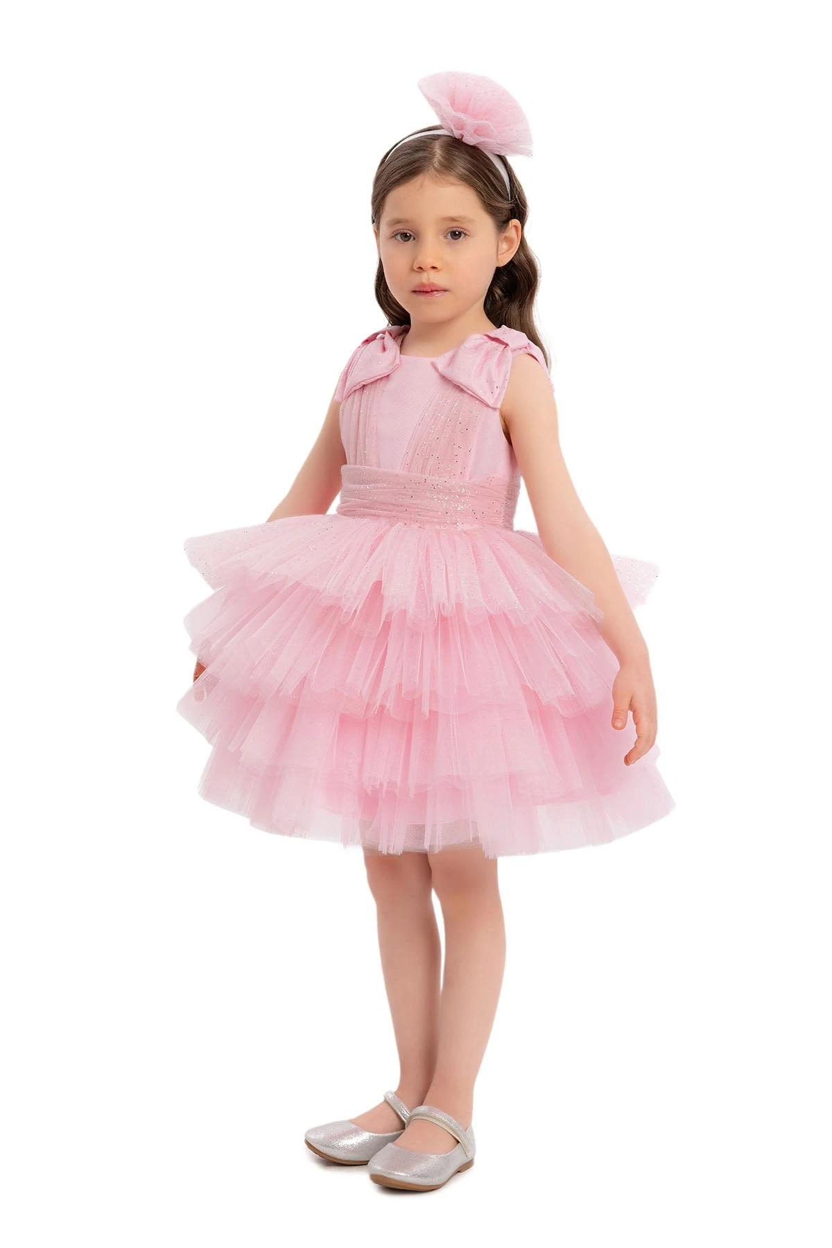 Pink Toddler Dress With Bow Shoulders For Special Occasions(Pink Toddler Dress With Bow Shoulders For Special Occasions) 3 Pink Toddler Dress With Bow Shoulders For Special Occasions(Pink Toddler Dress With Bow Shoulders For Special Occasions) - Image 3