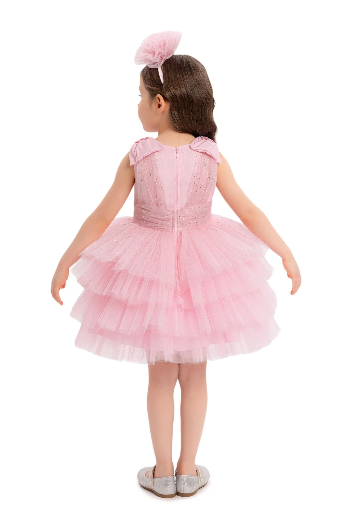 Pink Toddler Dress With Bow Shoulders For Special Occasions(Pink Toddler Dress With Bow Shoulders For Special Occasions) 4 Pink Toddler Dress With Bow Shoulders For Special Occasions(Pink Toddler Dress With Bow Shoulders For Special Occasions) - Image 4