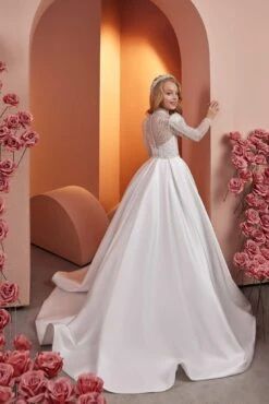 Princess-Style Beaded Satin Gown(Princess Style Beaded Satin Gown) -Mia Bambina Store mia bambina boutique Princess Style Beaded Satin Gown 2