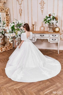 Royal Flower Lace And Glitter Gown(Royal Flower Lace And Glitter Gown) -Mia Bambina Store mia bambina boutique Royal Flower girl dress Lace and Glitter Gown 2