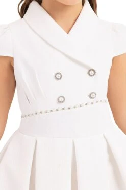 Teen Girl Semi-Formal Dress With Scarf Collar And Pink Flowers(Teen Girl Semi Formal Dress With Scarf Collar And Pink Flowers) -Mia Bambina Store mia bambina boutique Teen Girl Semi Formal Dress with Scarf Collar and Pink flowers 3