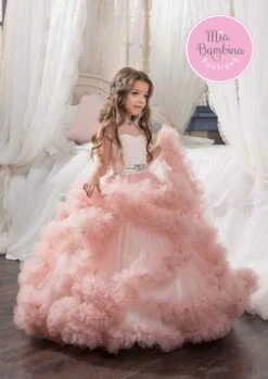 Vegas Ruffled Waterfall Flower Girl Dress(Vegas Flower Girl Dress Wedding)