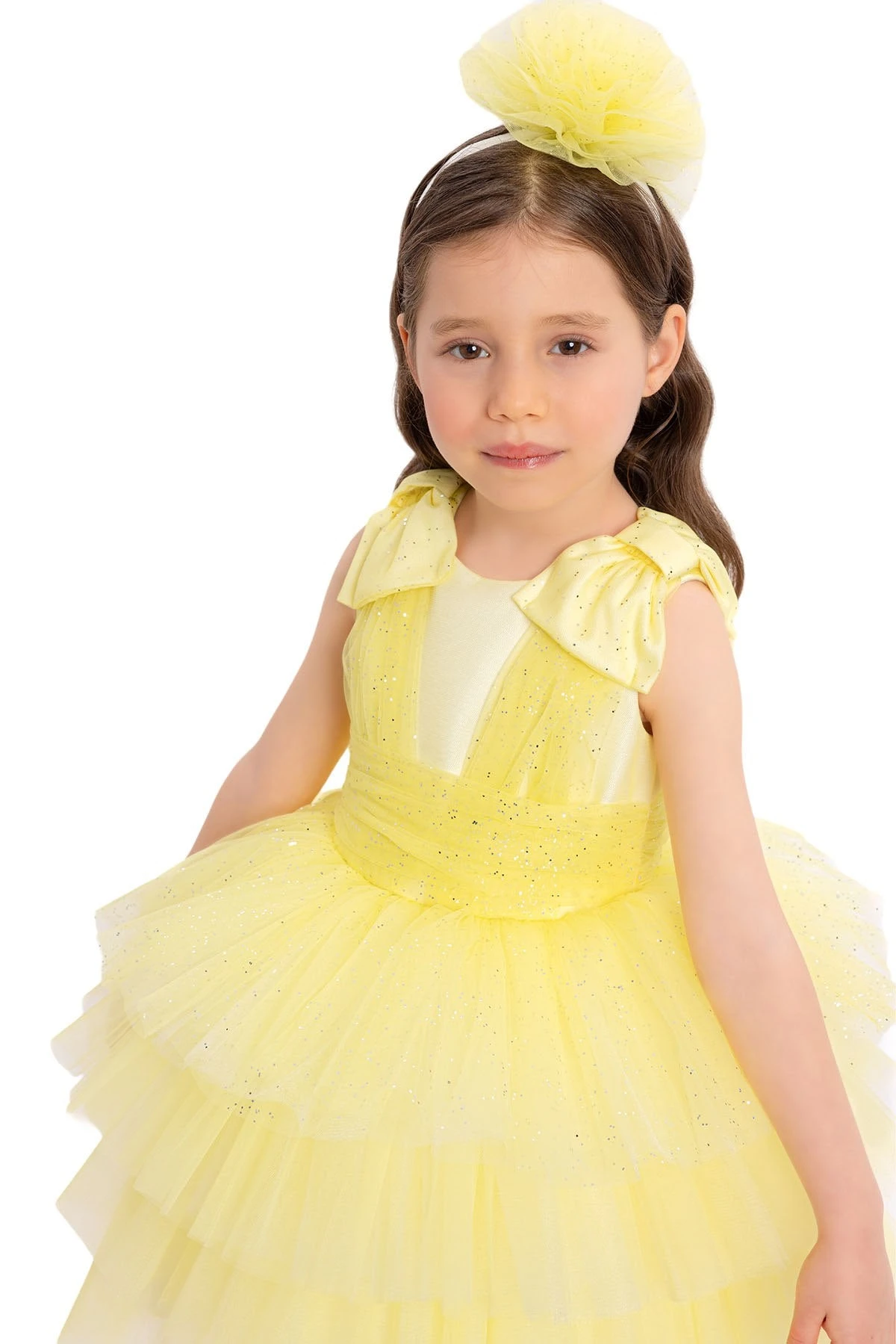 Yellow Toddler Dress With Bow Shoulders For Special Occasions(Yellow Toddler Dress With Bow Shoulders For Special Occasions) 3 Yellow Toddler Dress With Bow Shoulders For Special Occasions(Yellow Toddler Dress With Bow Shoulders For Special Occasions) - Image 3
