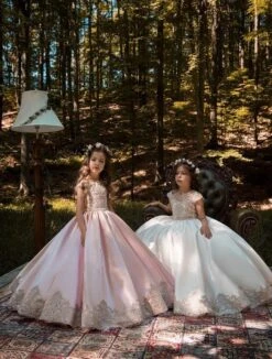 Bali Satin And Lace Flower Girl Ballgown(Bali Satin And Lace Flower Girl Ballgown)