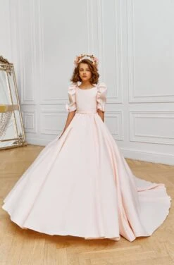 Blush Pink Communion Dresses With Bows(Blush Pink Communion Dresses With Bows)