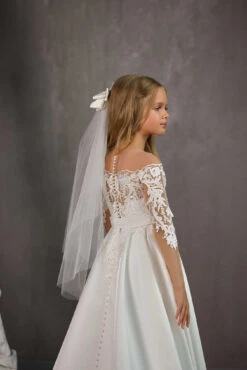 Charlotte – Illusion Off-The-Shoulder First Communion Dress With Long Sleeves(Charlotte Illusion Off The Shoulder First Communion Dress With Long Sleeves) -Mia Bambina Store mia bambina boutique charlotte illusion off the shoulder first communion dress with long sleeves 2