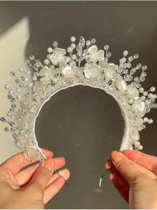 Floral Pearl Crown Headband For Girls | Wedding & First Communion Flower Tiara(Floral Pearl Crown Headband For Girls Wedding First Communion Flower Tiara) 3 Floral Pearl Crown Headband For Girls | Wedding & First Communion Flower Tiara(Floral Pearl Crown Headband For Girls Wedding First Communion Flower Tiara) - Image 3