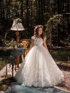Florida Flower Girl Dress With Butterflies(Florida Flower Girl Dress With Butterflies)