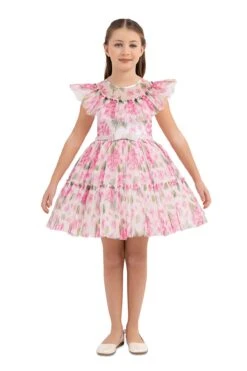 Girls' Garden Rose Dress With Ruffles(Girls Garden Rose Dress With Ruffles Sizes 4t 8)
