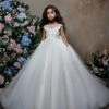 Gerbera Glitter Tulle Princess Flower Girl Dress(Girls Glitter Tulle Princess Ball Gown For Flower Girls)