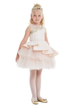 Girl's Lace Overlay Dress With Gold Embroidery Applique(Girls Lace Overlay Dress With Gold Embroidery Applique) 11 Girl's Lace Overlay Dress With Gold Embroidery Applique(Girls Lace Overlay Dress With Gold Embroidery Applique) -Mia Bambina Store mia bambina boutique girls lace overlay dress with gold embroidery applique 2