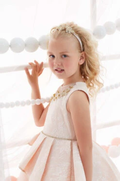 Girl's Lace Overlay Dress With Gold Embroidery Applique(Girls Lace Overlay Dress With Gold Embroidery Applique) 14 Girl's Lace Overlay Dress With Gold Embroidery Applique(Girls Lace Overlay Dress With Gold Embroidery Applique) -Mia Bambina Store mia bambina boutique girls lace overlay dress with gold embroidery applique 5