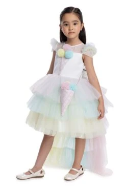 Girls Rainbow Birthday Dress With A Long Tail(Girls Rainbow Birthday Dress With A Long Tail 3t 7) -Mia Bambina Store mia bambina boutique girls rainbow birthday dress with a long tail 3