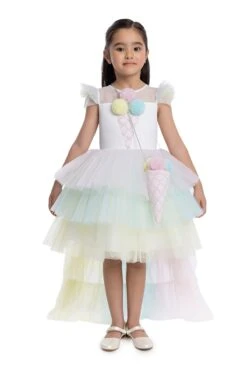 Girls Rainbow Birthday Dress With A Long Tail(Girls Rainbow Birthday Dress With A Long Tail 3t 7)