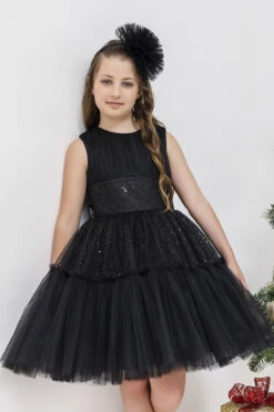 Shimmering Sleeveless Black Tutu Dress For Girls(Girls Shimmering Black Sleeveless Tutu Dress) -Mia Bambina Store mia bambina boutique girls shimmering black sleeveless tutu dress 2