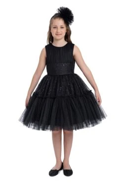 Shimmering Sleeveless Black Tutu Dress For Girls(Girls Shimmering Black Sleeveless Tutu Dress) -Mia Bambina Store mia bambina boutique girls shimmering black sleeveless tutu dress 3