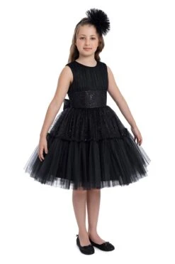Shimmering Sleeveless Black Tutu Dress For Girls(Girls Shimmering Black Sleeveless Tutu Dress) -Mia Bambina Store mia bambina boutique girls shimmering black sleeveless tutu dress 4