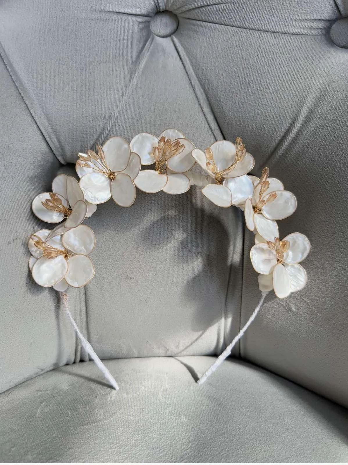 Ivory Flower Crown Headband For Girls | Handmade Floral Tiara With Gold Accents(Ivory Flower Crown Headband For Girls Handmade Floral Tiara With Gold Accents) 2 Ivory Flower Crown Headband For Girls | Handmade Floral Tiara With Gold Accents(Ivory Flower Crown Headband For Girls Handmade Floral Tiara With Gold Accents) - Image 2