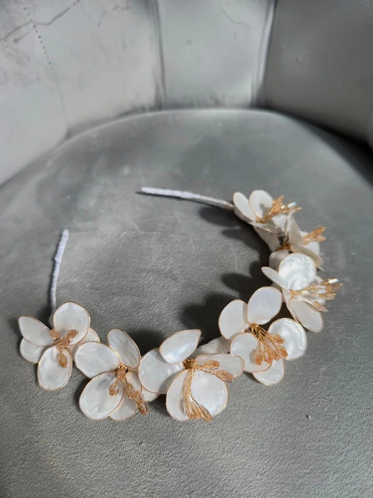 Ivory Flower Crown Headband For Girls | Handmade Floral Tiara With Gold Accents(Ivory Flower Crown Headband For Girls Handmade Floral Tiara With Gold Accents) 4 Ivory Flower Crown Headband For Girls | Handmade Floral Tiara With Gold Accents(Ivory Flower Crown Headband For Girls Handmade Floral Tiara With Gold Accents) - Image 4