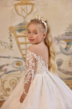 Ivory Flower Crown Headband For Girls | Handmade Floral Tiara With Gold Accents(Ivory Flower Crown Headband For Girls Handmade Floral Tiara With Gold Accents)