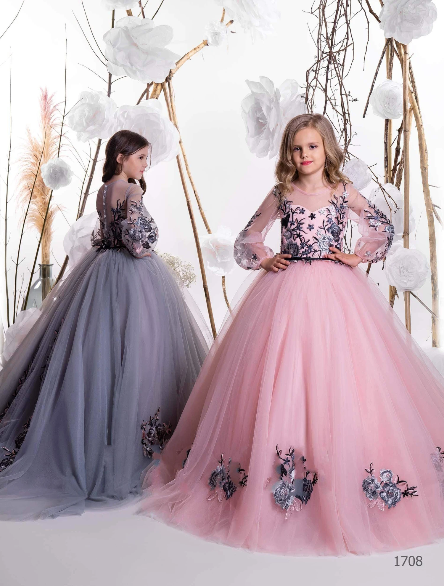 Junior Bridesmaid Dress – Long Tulle Gown With Floral Embroidery(Junior Bridesmaid Dress Long Tulle Gown With Floral Embroidery) 1 Junior Bridesmaid Dress – Long Tulle Gown With Floral Embroidery(Junior Bridesmaid Dress Long Tulle Gown With Floral Embroidery)