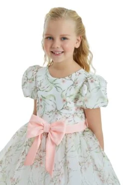 Kids Floral Spring-Summer Dress With A Pink Bow(Kids Floral Spring Summer Dress With A Pink Bow) -Mia Bambina Store mia bambina boutique kids floral spring summer dress with a pink bow 3