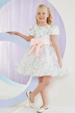 Kids Floral Spring-Summer Dress With A Pink Bow(Kids Floral Spring Summer Dress With A Pink Bow) -Mia Bambina Store mia bambina boutique kids floral spring summer dress with a pink bow 4