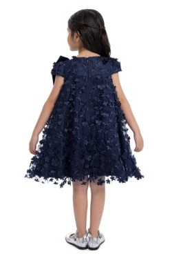 Kids Dresses Trapeze Navy Dress With A Bow(Kids Navy Trapeze Party Dress With A Bow 3t 7) -Mia Bambina Store mia bambina boutique kids navy trapeze party dress with a bow 6