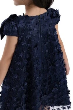 Kids Dresses Trapeze Navy Dress With A Bow(Kids Navy Trapeze Party Dress With A Bow 3t 7) -Mia Bambina Store mia bambina boutique kids navy trapeze party dress with a bow 7