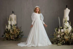 KINGSTON – ORGANZA PUFF SLEEVE COMMUNION GOWN WITH BEAD DETAIL(Kingston Organza Puff Sleeve Communion Gown With Bead Detail) 9 KINGSTON – ORGANZA PUFF SLEEVE COMMUNION GOWN WITH BEAD DETAIL(Kingston Organza Puff Sleeve Communion Gown With Bead Detail) -Mia Bambina Store mia bambina boutique kingston organza puff sleeve communion gown with bead detail 4