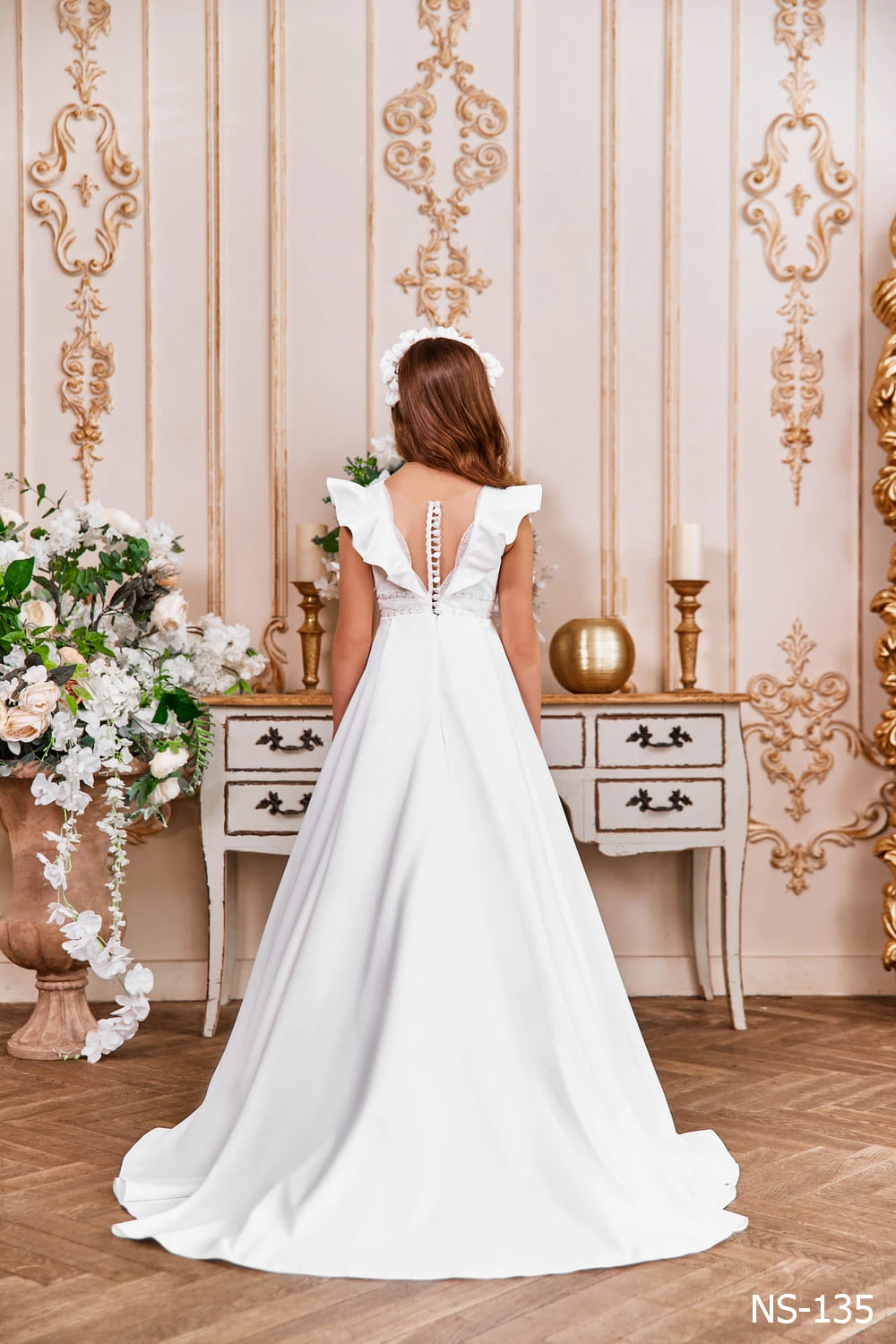 Long Satin Dress With Flared Sleeves(Long Satin Dress With Flared Sleeves) 4 Long Satin Dress With Flared Sleeves(Long Satin Dress With Flared Sleeves) - Image 4