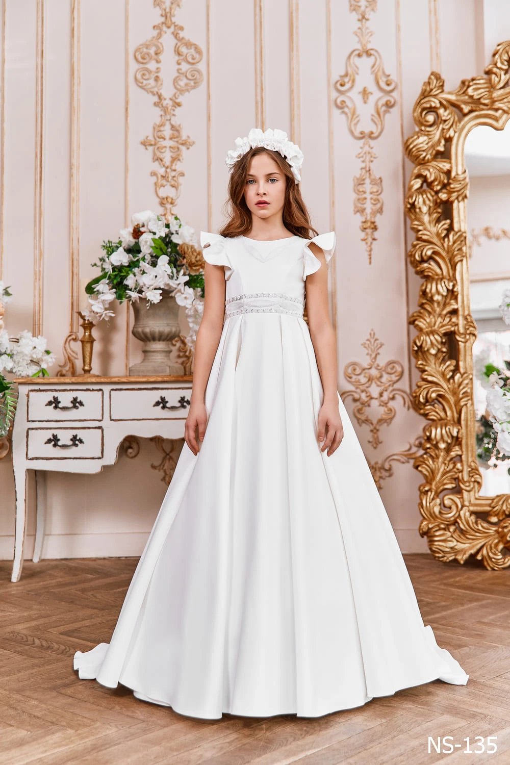 Long Satin Dress With Flared Sleeves(Long Satin Dress With Flared Sleeves) 1 Long Satin Dress With Flared Sleeves(Long Satin Dress With Flared Sleeves)