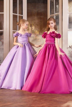 Magenta Dress For Flower Girls With Long Train(Magenta Dress For Flower Girls With Long Train) -Mia Bambina Store mia bambina boutique magenta dress for flower girls with long train 3