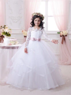 Marcelle Long Sleeve White Dress For Communions(Marcelle Long Sleeve White Dress For Communions)