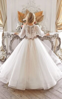 Marine A-line Flower Girl Dress(Marine Flower Girl Dress Floor Length Tulle Skirt) -Mia Bambina Store mia bambina boutique marine flower girl dress floor length tulle skirt 2